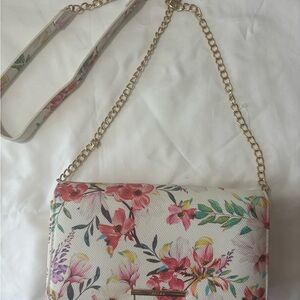 Aldo Floral Crossbody Bag with Gold Chain